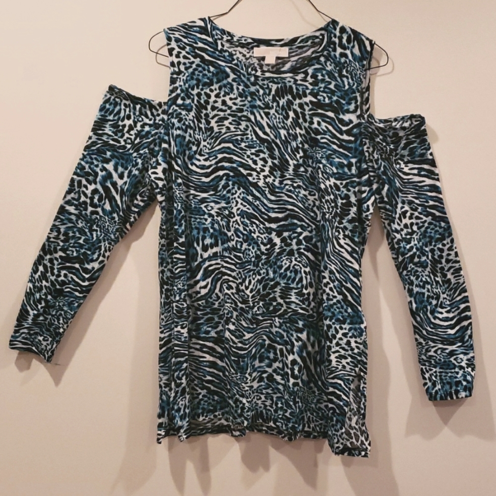 Michael Kors cold shoulder Leopard print top